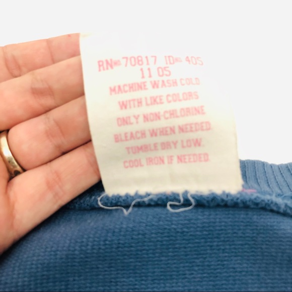 [VS Pink] Blue Distressed Crewneck Sweatshirt - Picture 6 of 7